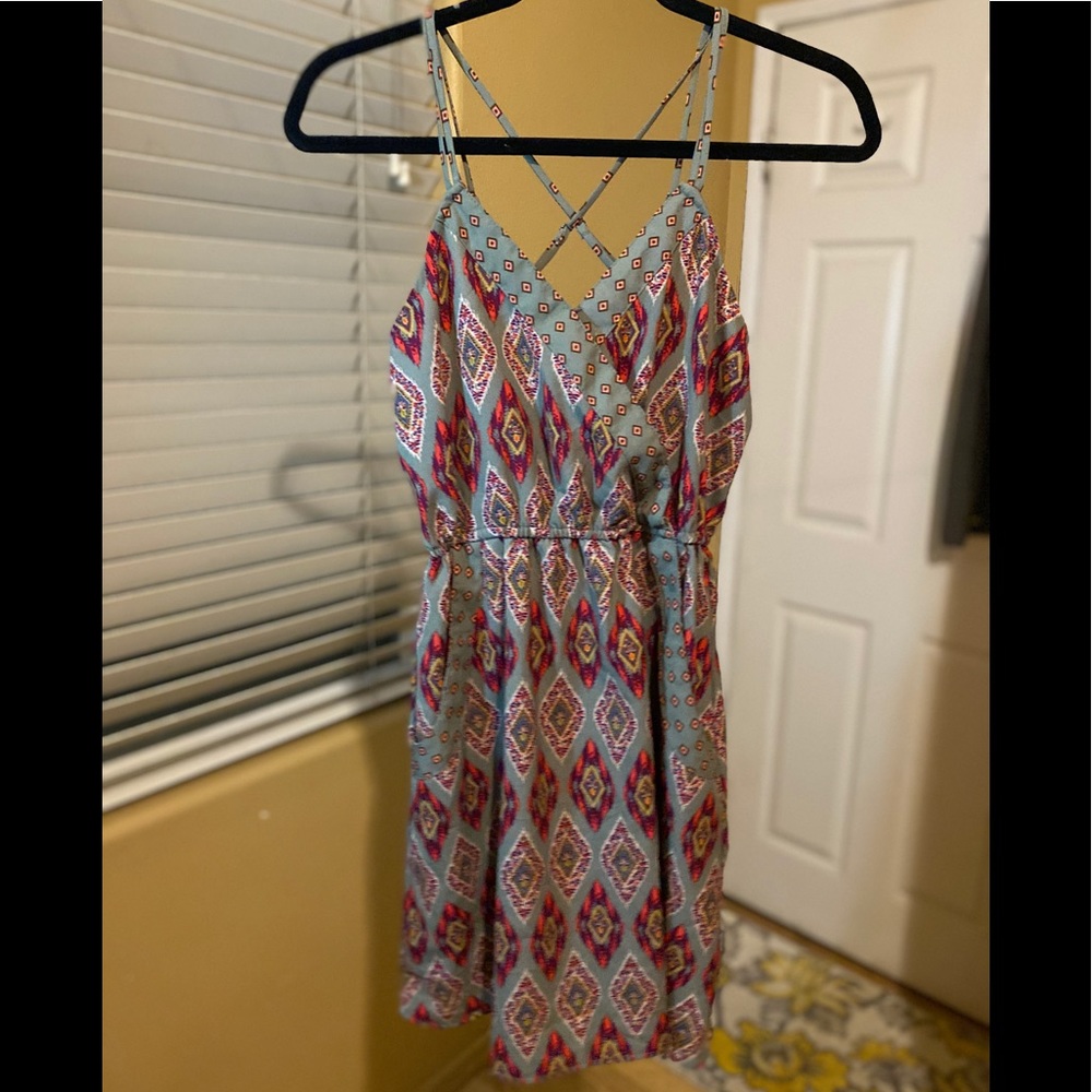Grey Pink Xhilaration Printed summer dress sz S